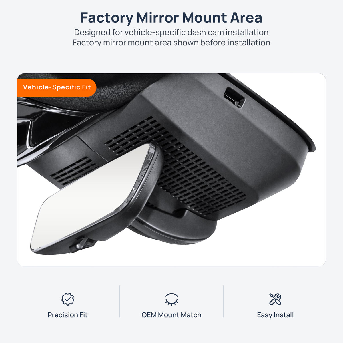 Factory mirror mount area for JETOUR Shanhai L7 Plus dash cam installation