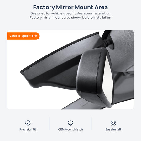 Factory mirror mount area for BMW 1 Series M Coupe E82 dash cam installation