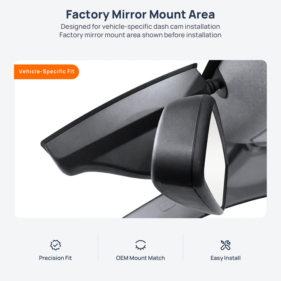 Factory mirror mount area for BMW 1 Series M Coupe E82 dash cam installation
