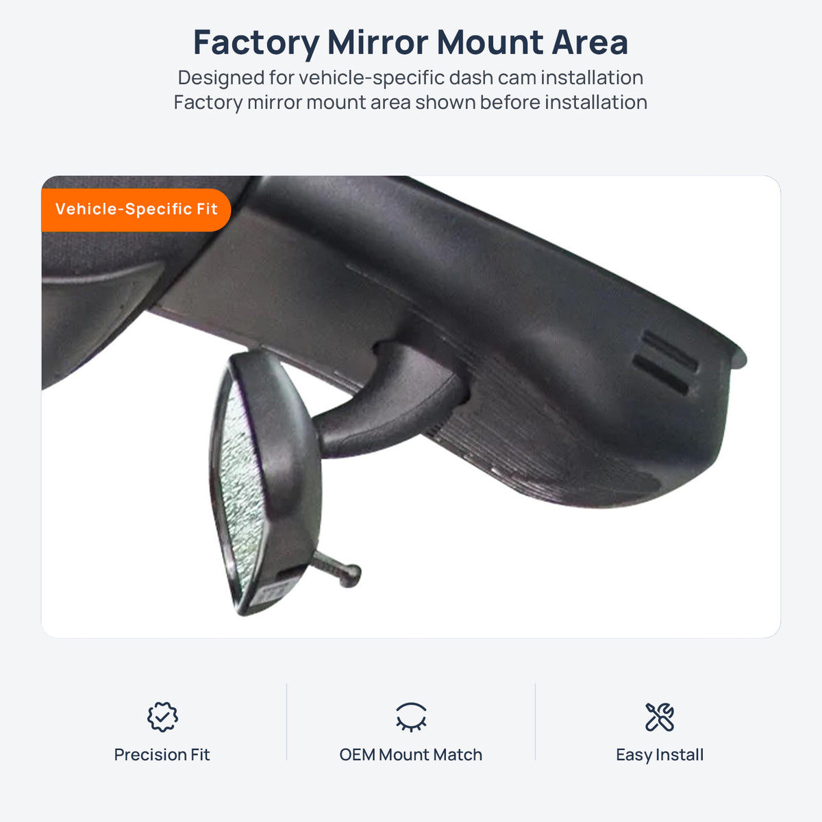 Factory mirror mount area for BYD ATTO 3 (Yuan Plus) dash cam installation