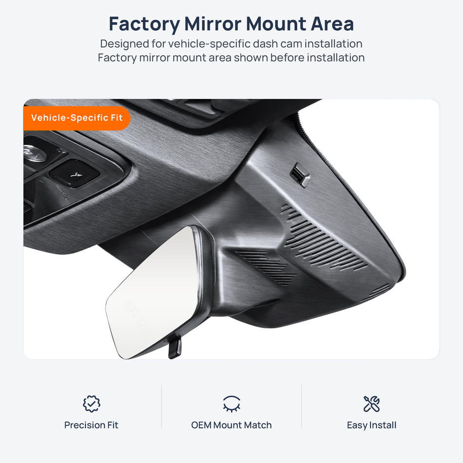 Factory mirror mount area for Lynk & Co 06 EM-P dash cam installation