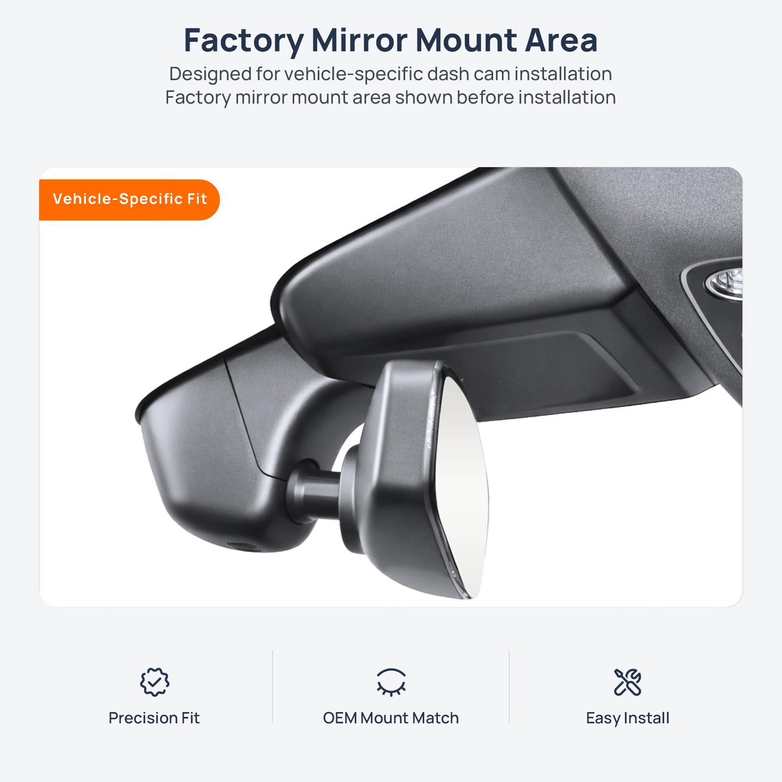 Factory mirror mount area for Bentley Continental EV dash cam installation