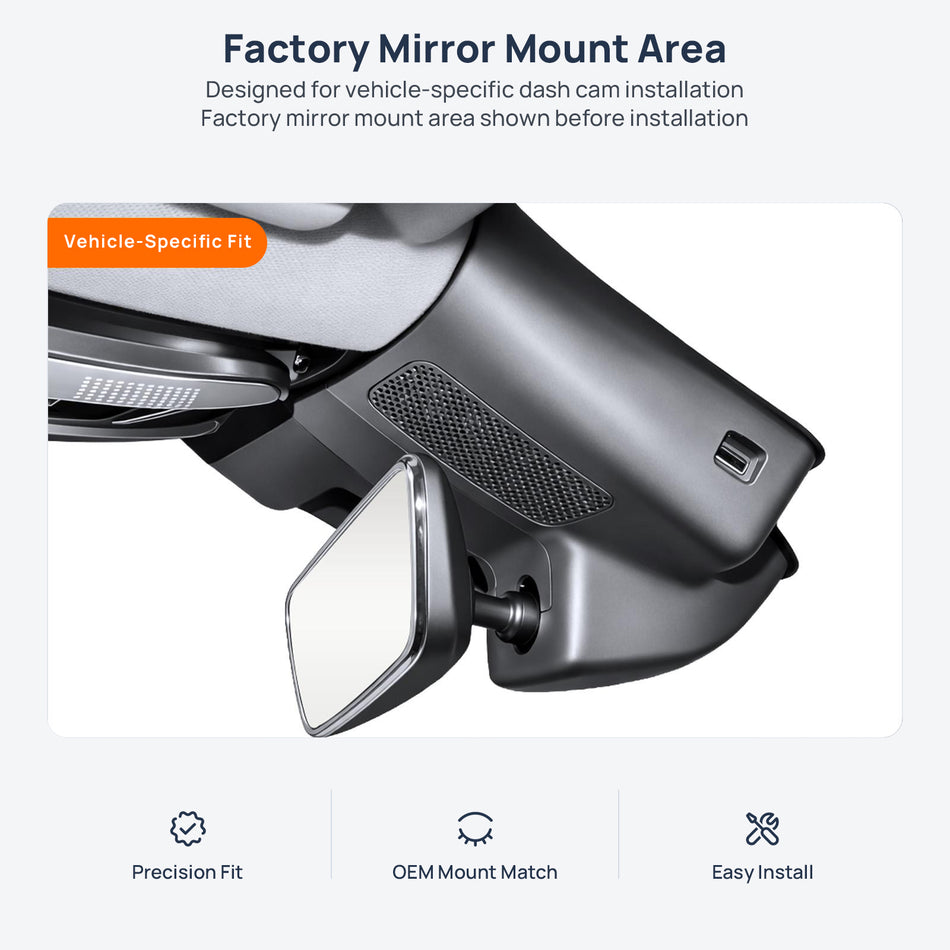 Factory mirror mount area for Hongqi H5 PHEV dash cam installation