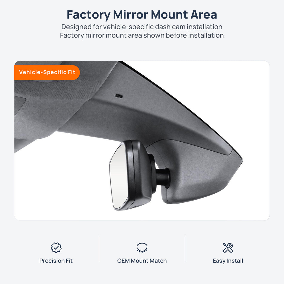 Factory mirror mount area for Volkswagen Teramont (Atlas) dash cam installation