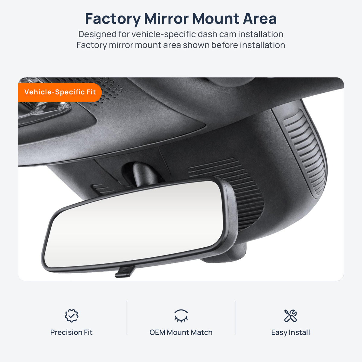 Factory mirror mount area for Mercedes-Benz GLA H247 dash cam installation