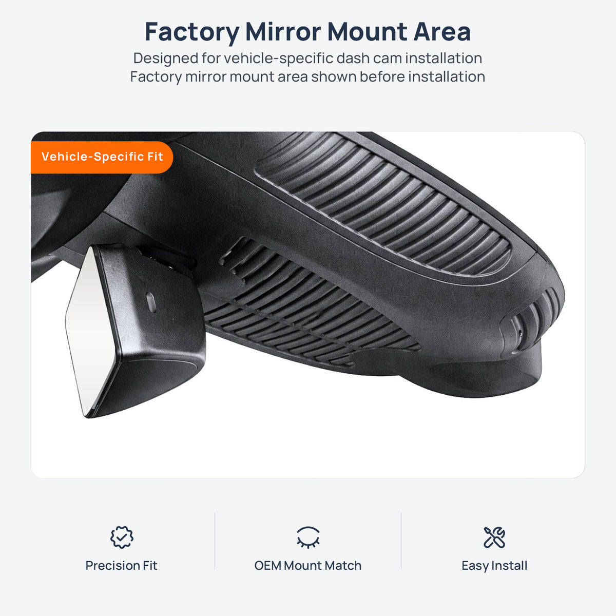 Factory mirror mount area for Mercedes-Benz A-Class L Sedan V177/Z177 dash cam installation
