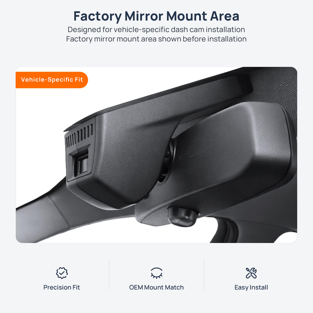 Factory mirror mount area for BMW X5 F15 dash cam installation