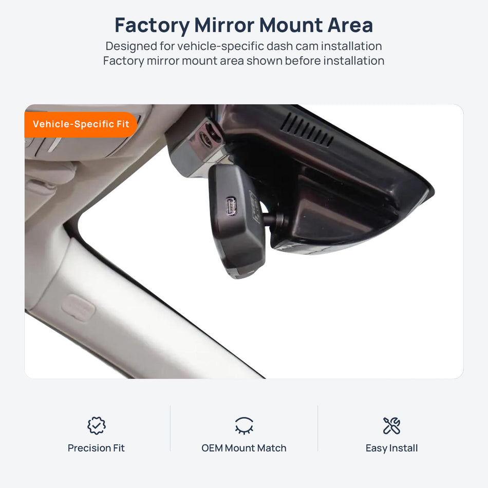 Factory mirror mount area for GAC Trumpchi GS4 Plus dash cam installation