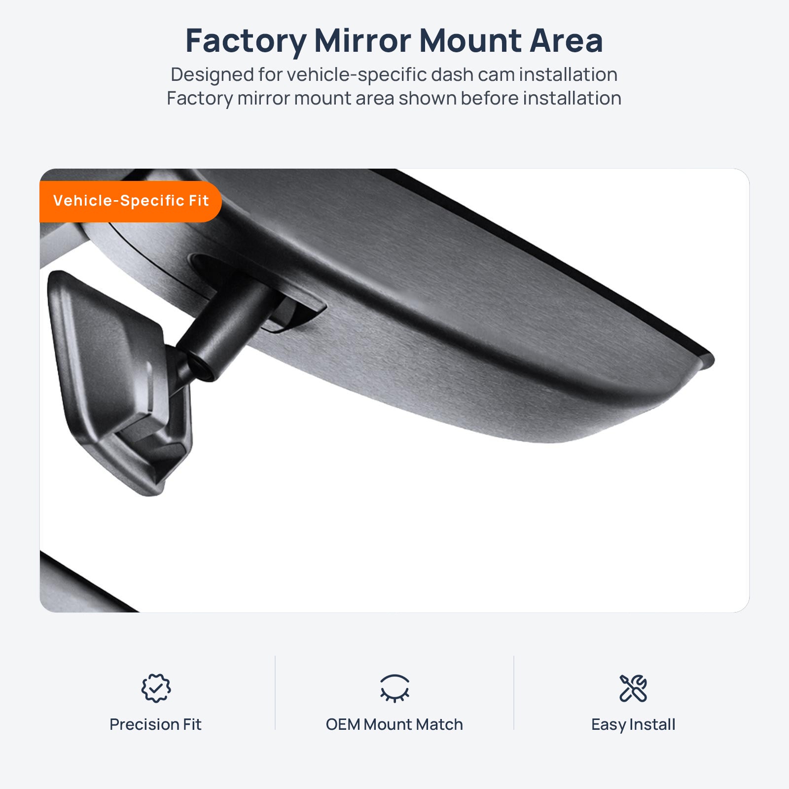 Factory mirror mount area for Toyota Granvia XL40 dash cam installation