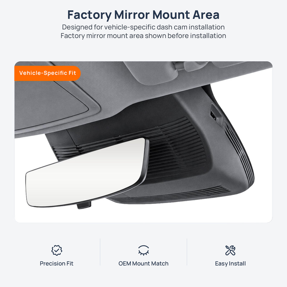 Factory mirror mount area for MG ES5 (MG S5 EV) dash cam installation