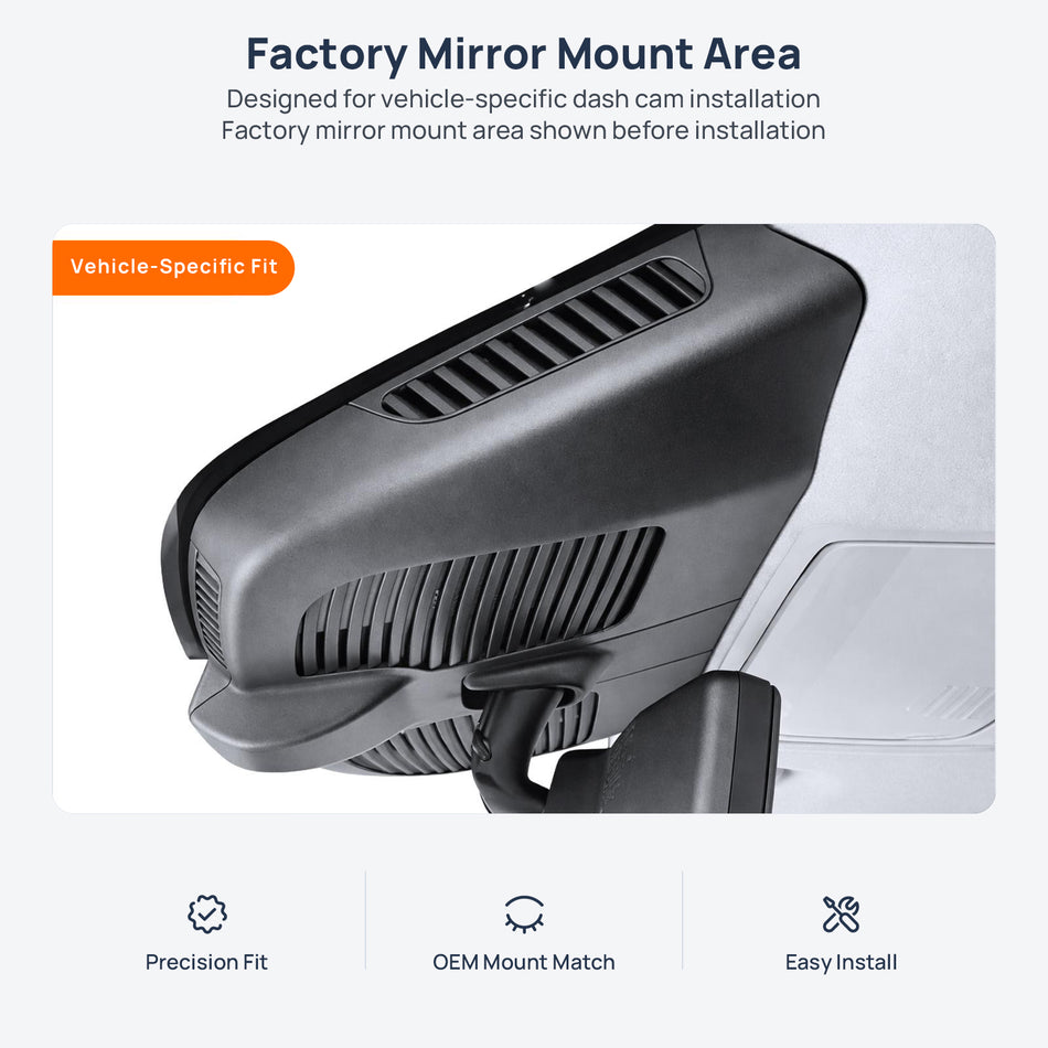 Factory mirror mount area for Mercedes-Benz V-Class W447 dash cam installation