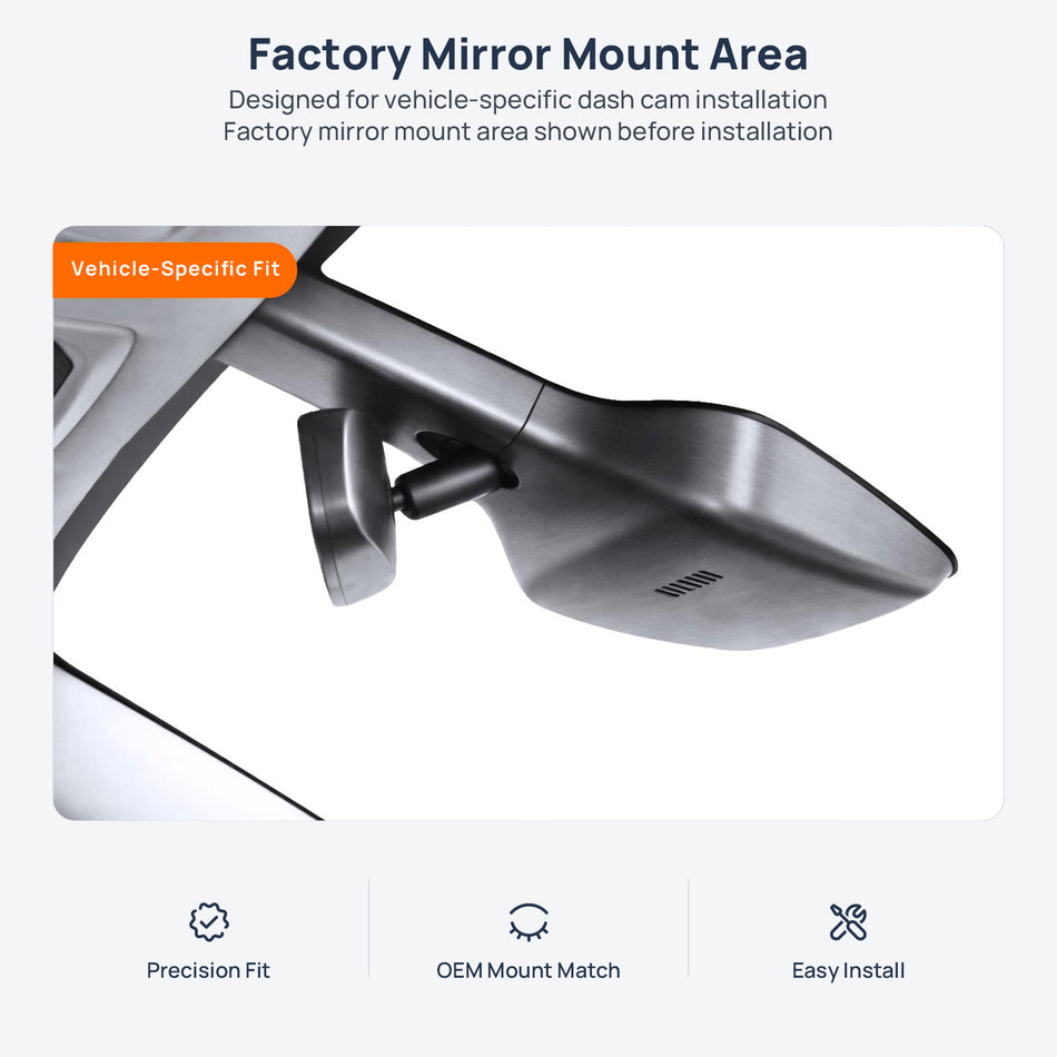 Factory mirror mount area for Buick GL8 dash cam installation