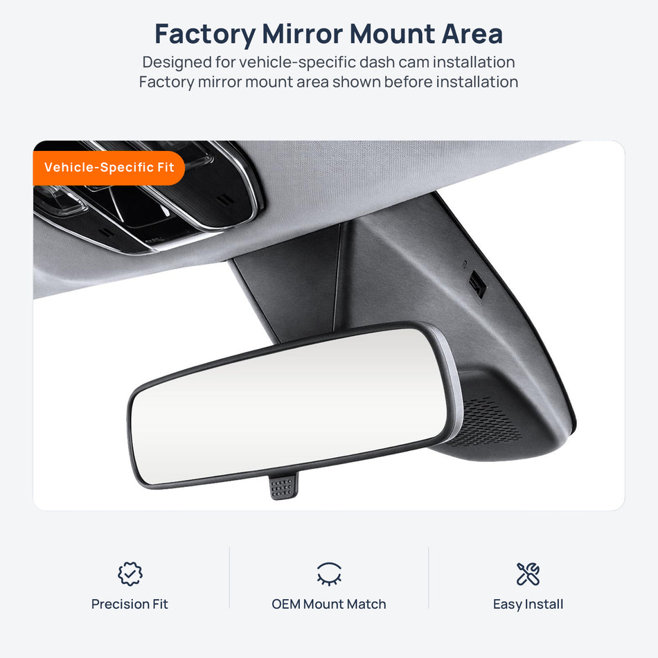 Factory mirror mount area for GAC Trumpchi E8 PHEV dash cam installation