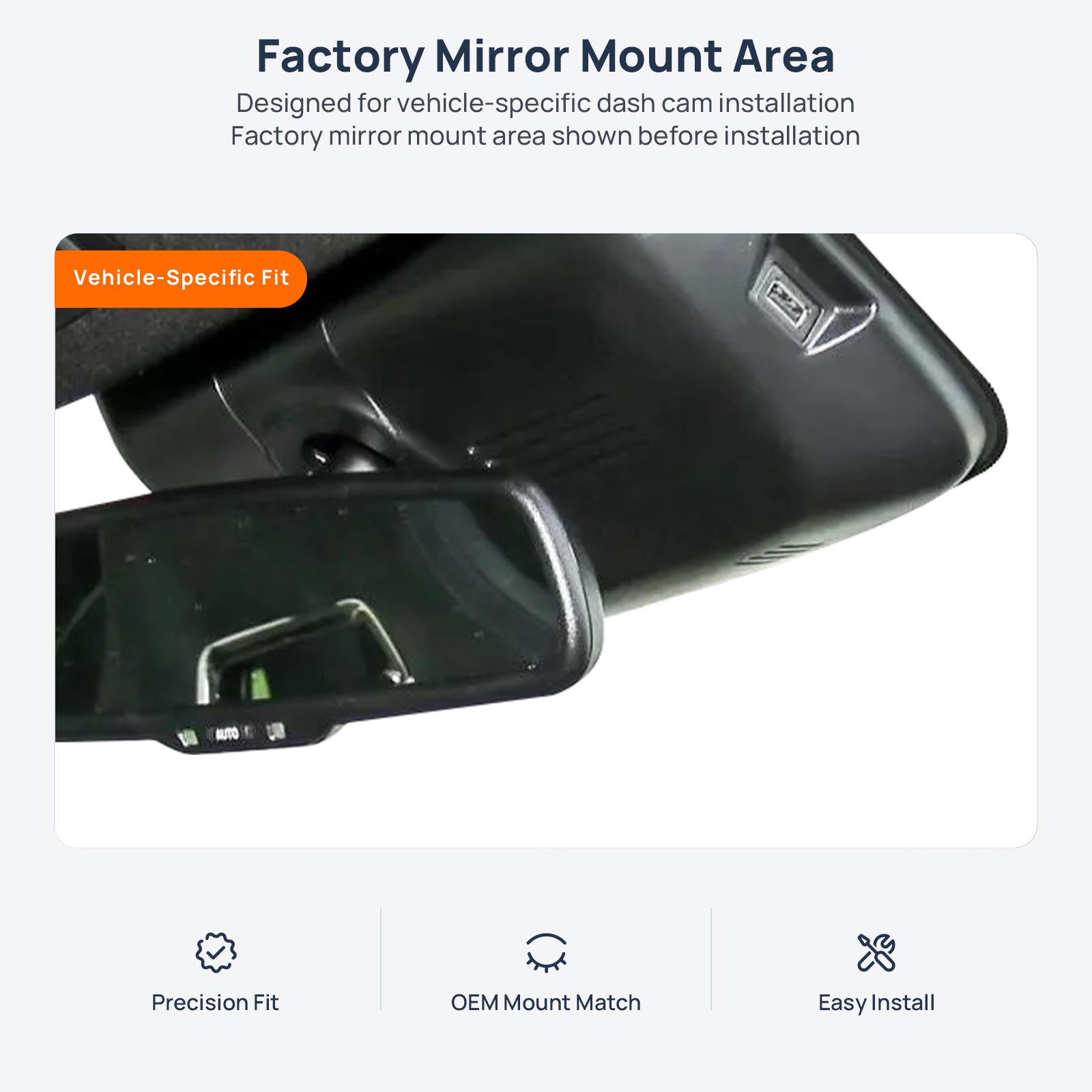 Factory mirror mount area for HAVAL H6S (H6 GT) dash cam installation