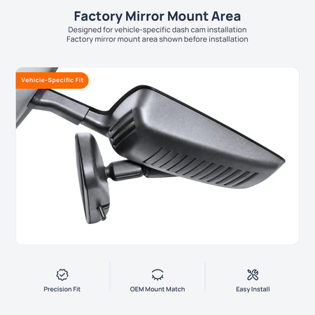 Factory mirror mount area for Nissan Sylphy Zero Emission EV dash cam installation
