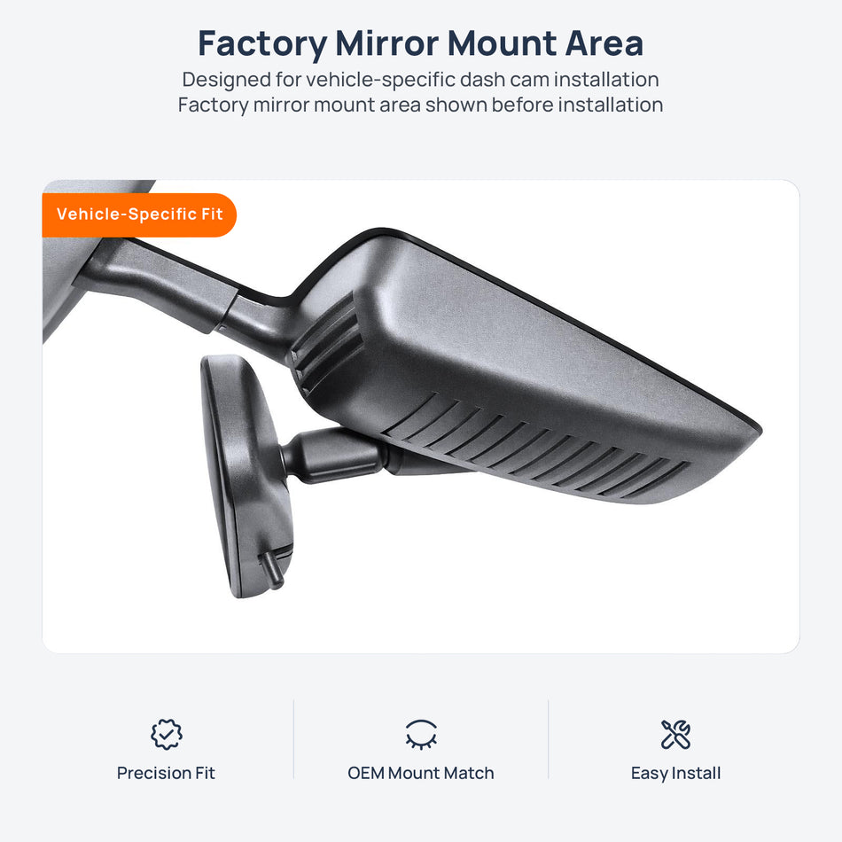 Factory mirror mount area for Nissan Sylphy Zero Emission EV dash cam installation