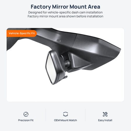 Factory mirror mount area for CUPRA Born dash cam installation