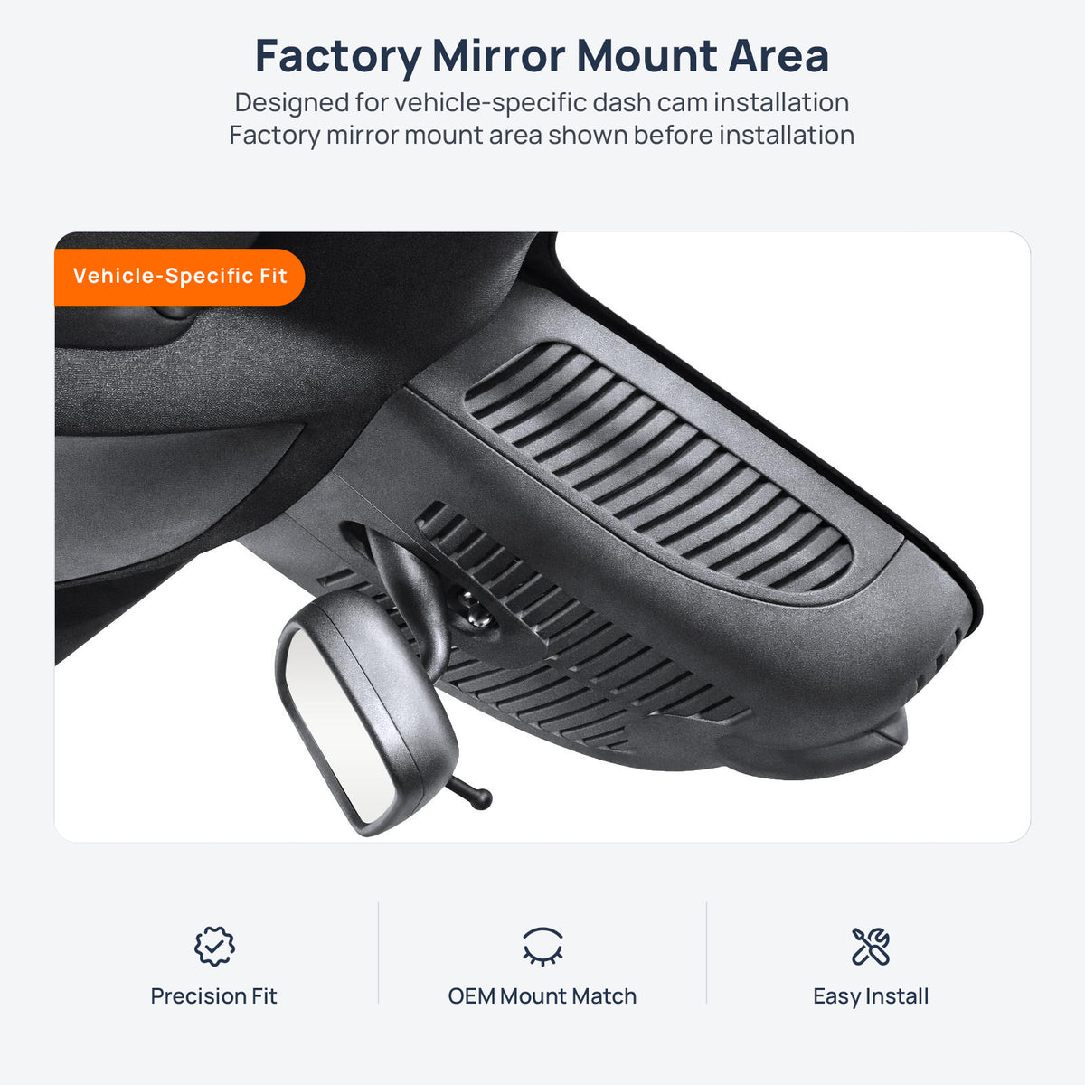 Factory mirror mount area for Mercedes-Benz EQB X243 dash cam installation