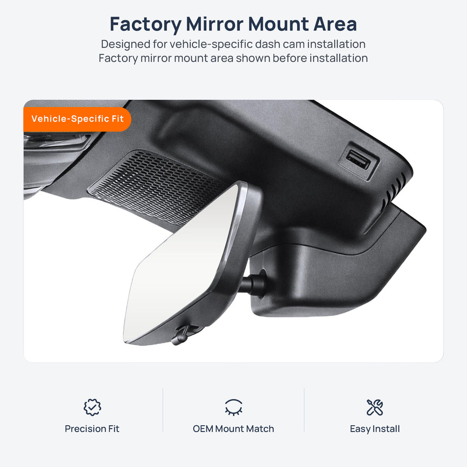Factory mirror mount area for Hongqi HS3 dash cam installation