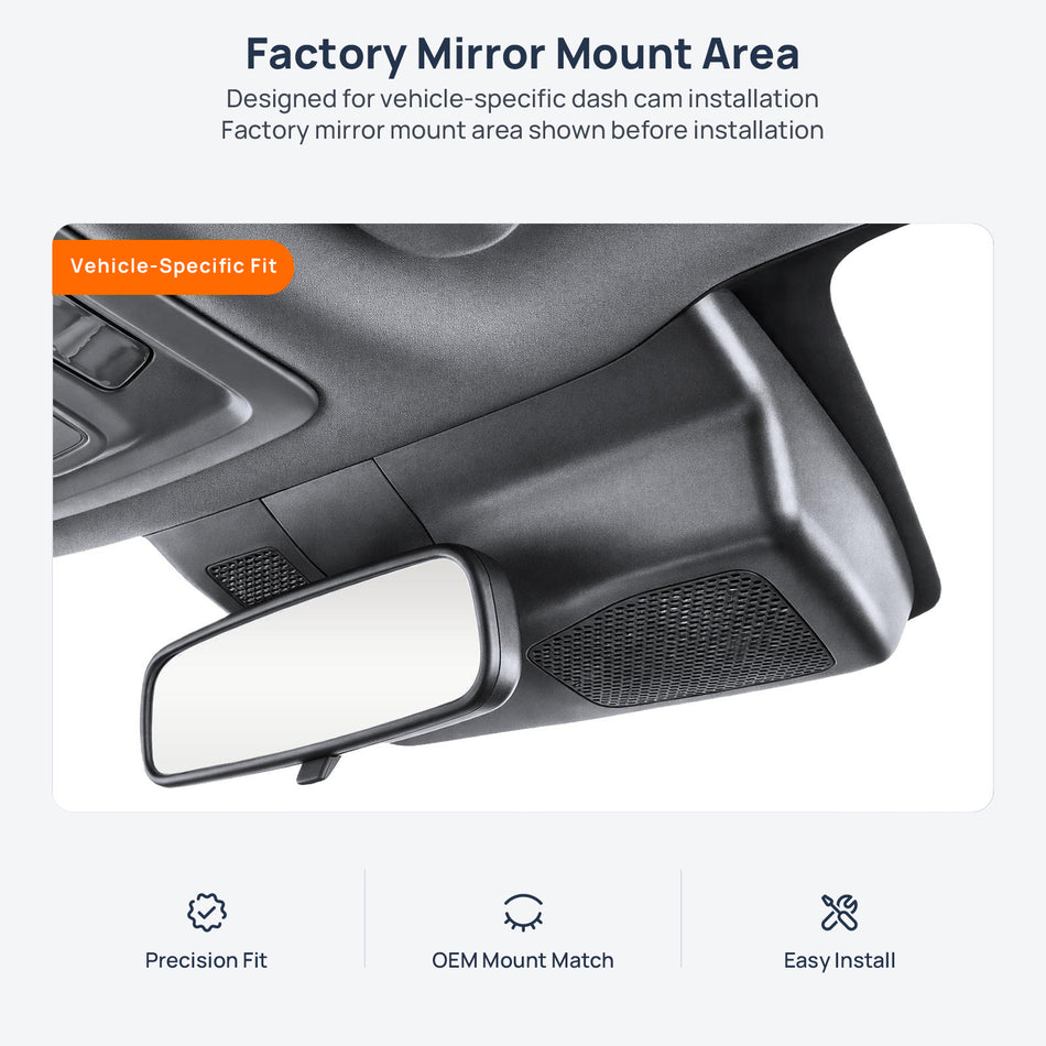 Factory mirror mount area for Dongfeng Aeolus Huge dash cam installation