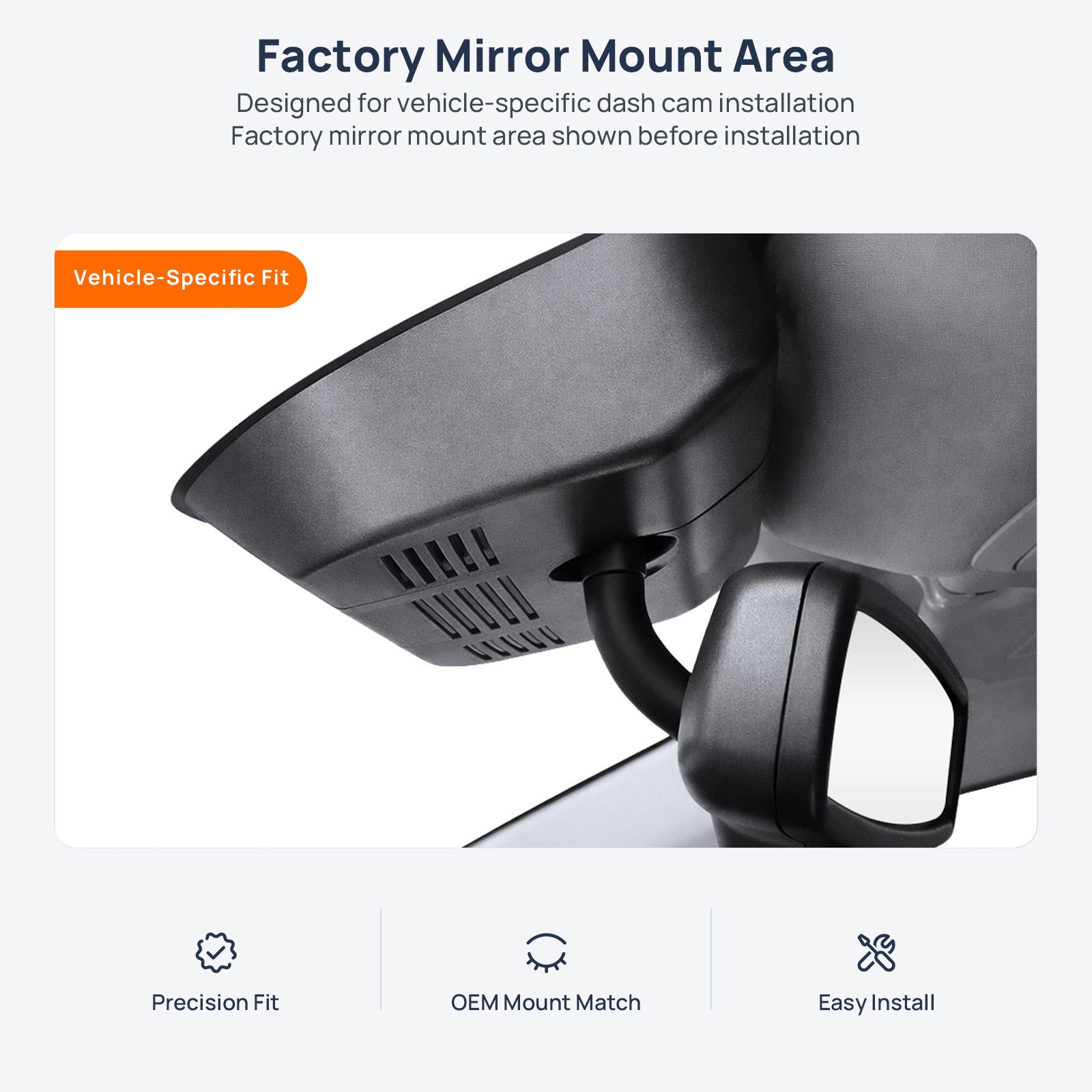 Factory mirror mount area for HAVAL H6 dash cam installation