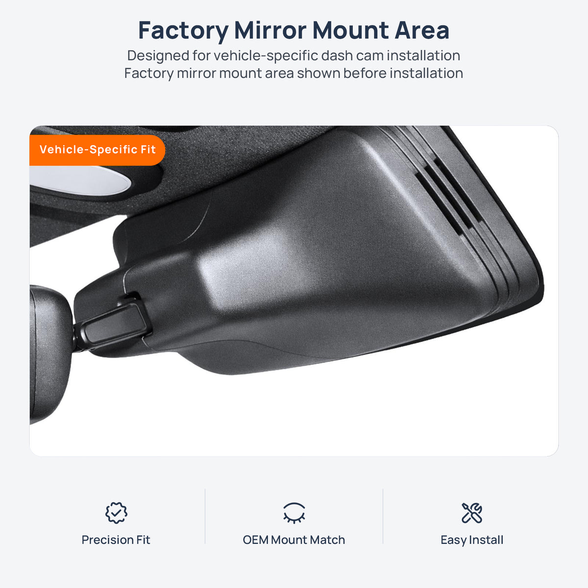 Factory mirror mount area for Baojun Yep dash cam installation
