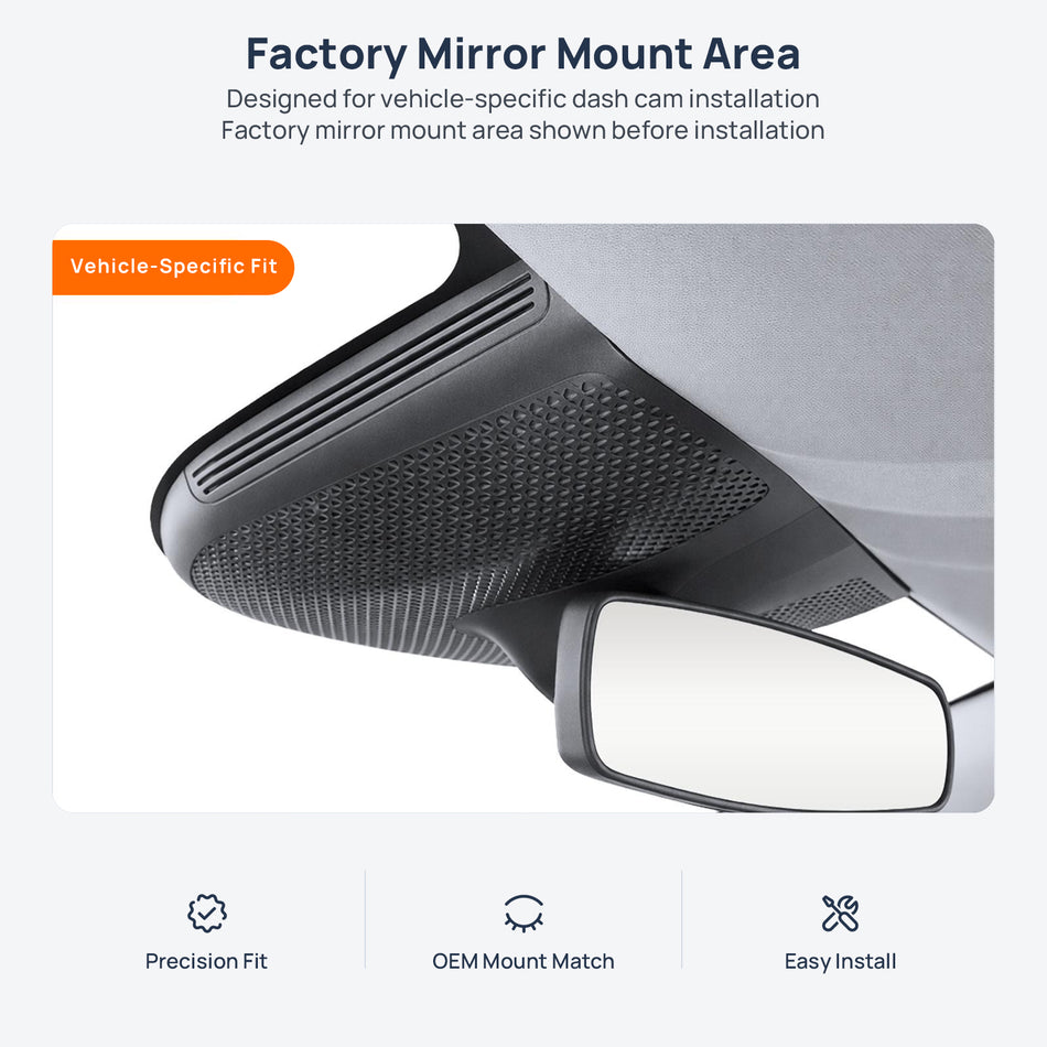 Factory mirror mount area for Toyota bZ3X dash cam installation