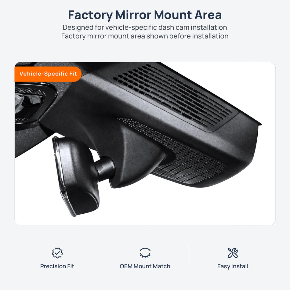 Factory mirror mount area for Lynk & Co 01 PHEV dash cam installation