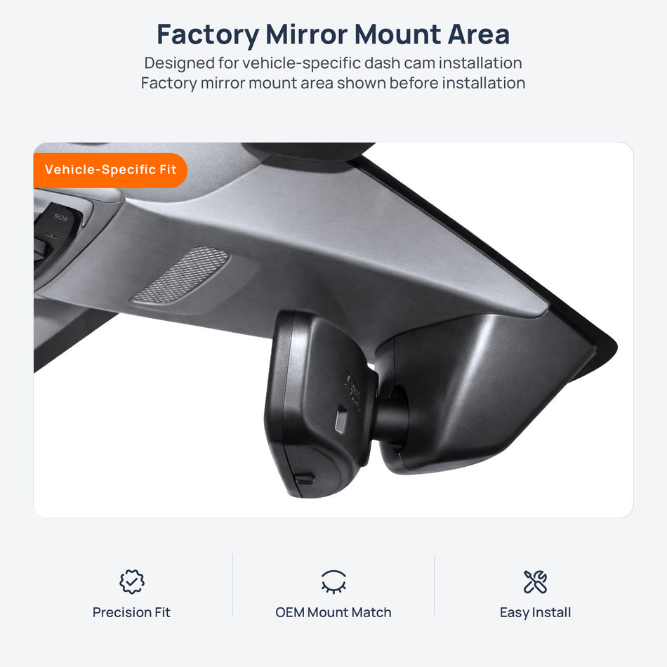 Factory mirror mount area for Honda ZR-V dash cam installation