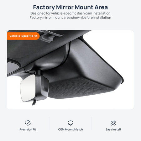 Factory mirror mount area for ARCFOX Alpha T5 dash cam installation