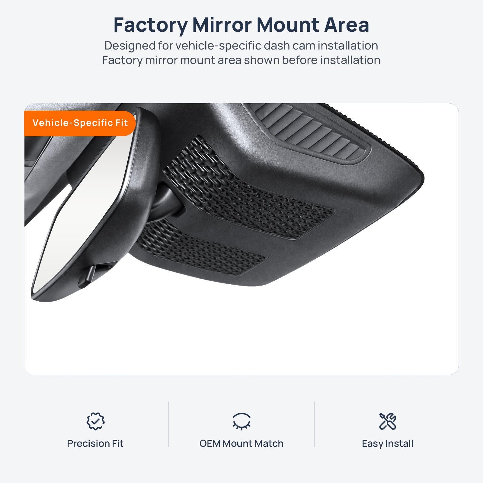 Factory mirror mount area for JETOUR X90 Plus dash cam installation
