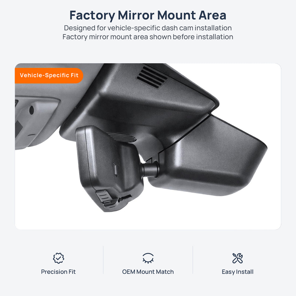 Factory mirror mount area for Range Rover Evoque L538 dash cam installation