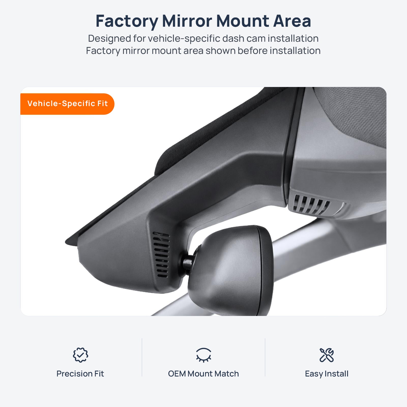 Factory mirror mount area for Peugeot 4008 PHEV dash cam installation