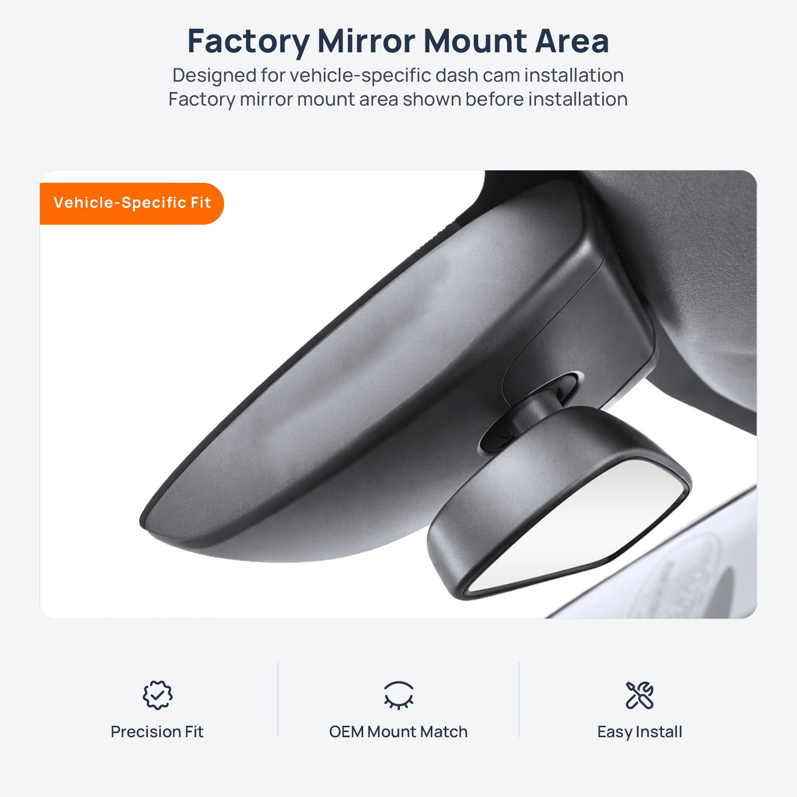 Factory mirror mount area for Toyota Corolla E210 dash cam installation