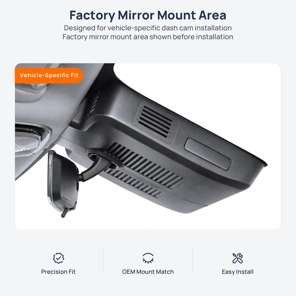 Factory mirror mount area for Chery Tiggo 9 C-DM (PHEV) dash cam installation