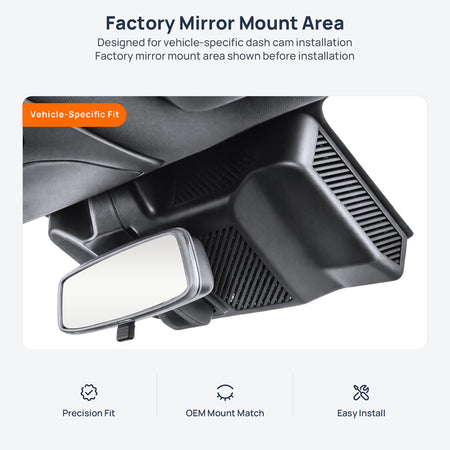 Factory mirror mount area for JETOUR Shanhai L6 dash cam installation