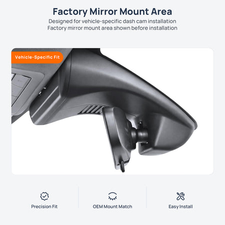 Factory mirror mount area for Mazda CX-30 EV dash cam installation