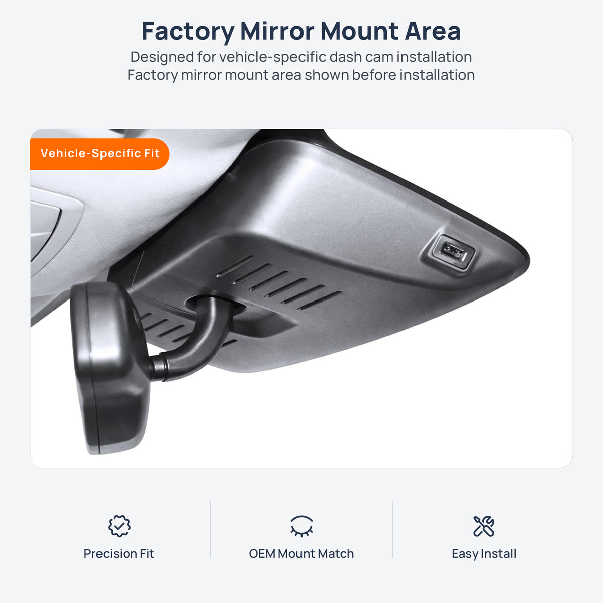 Factory mirror mount area for HAVAL H6 dash cam installation