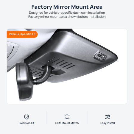 Factory mirror mount area for HAVAL H6 dash cam installation