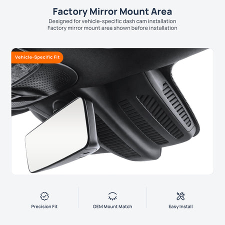 Factory mirror mount area for Mercedes-Benz CLS C257 dash cam installation