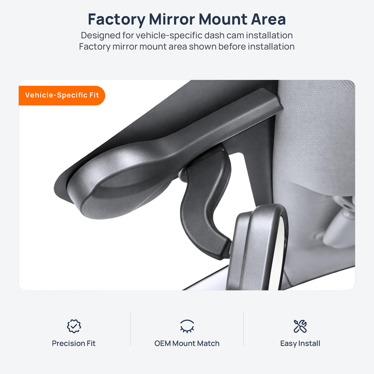Factory mirror mount area for Chery Little Ant (eQ1) dash cam installation