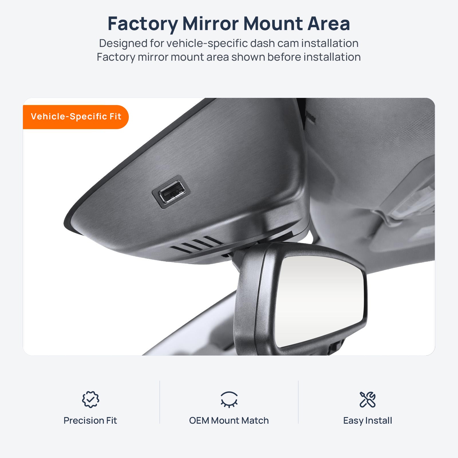 Factory mirror mount area for GWM POER (Cannon) dash cam installation
