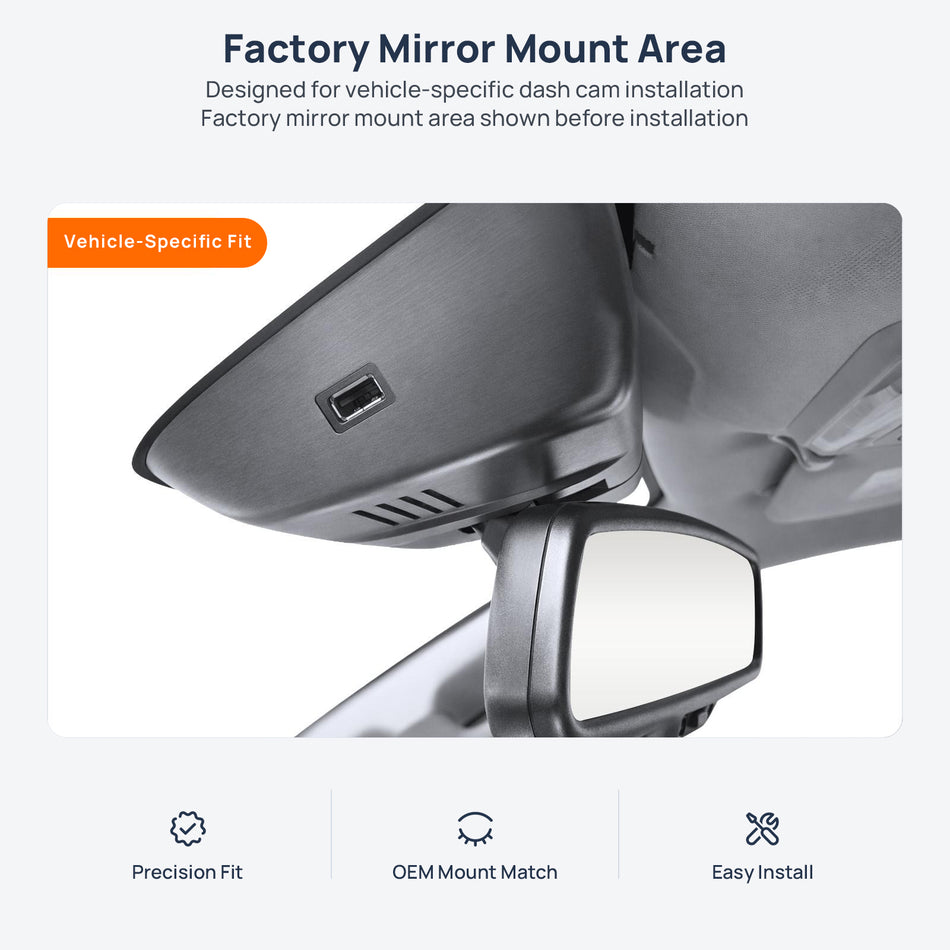 Factory mirror mount area for GWM POER (Cannon) dash cam installation