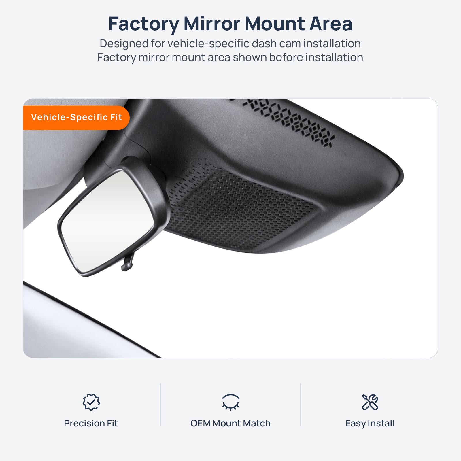 Factory mirror mount area for ARCFOX T1 dash cam installation