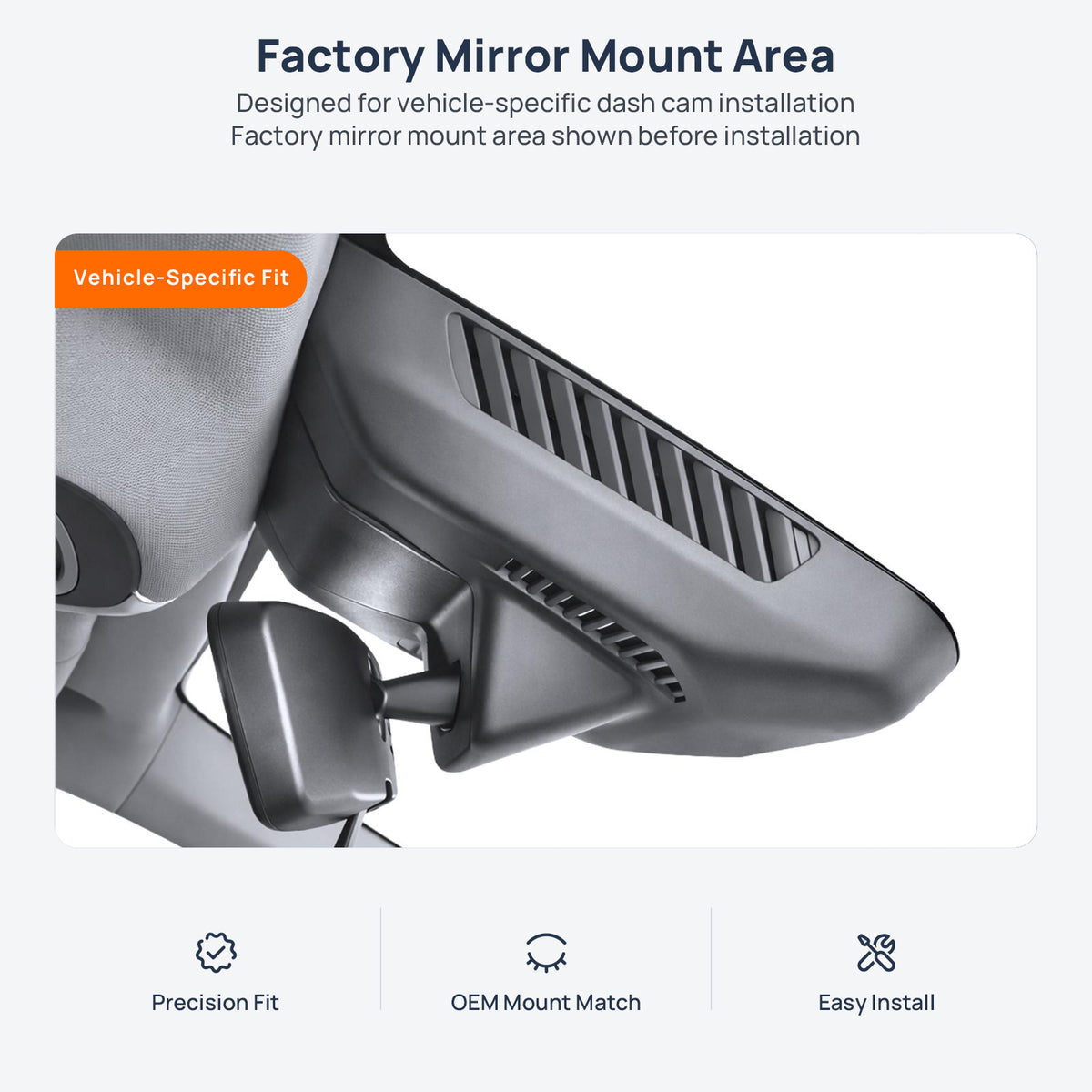 Factory mirror mount area for Geely Boyue L (Starray) dash cam installation