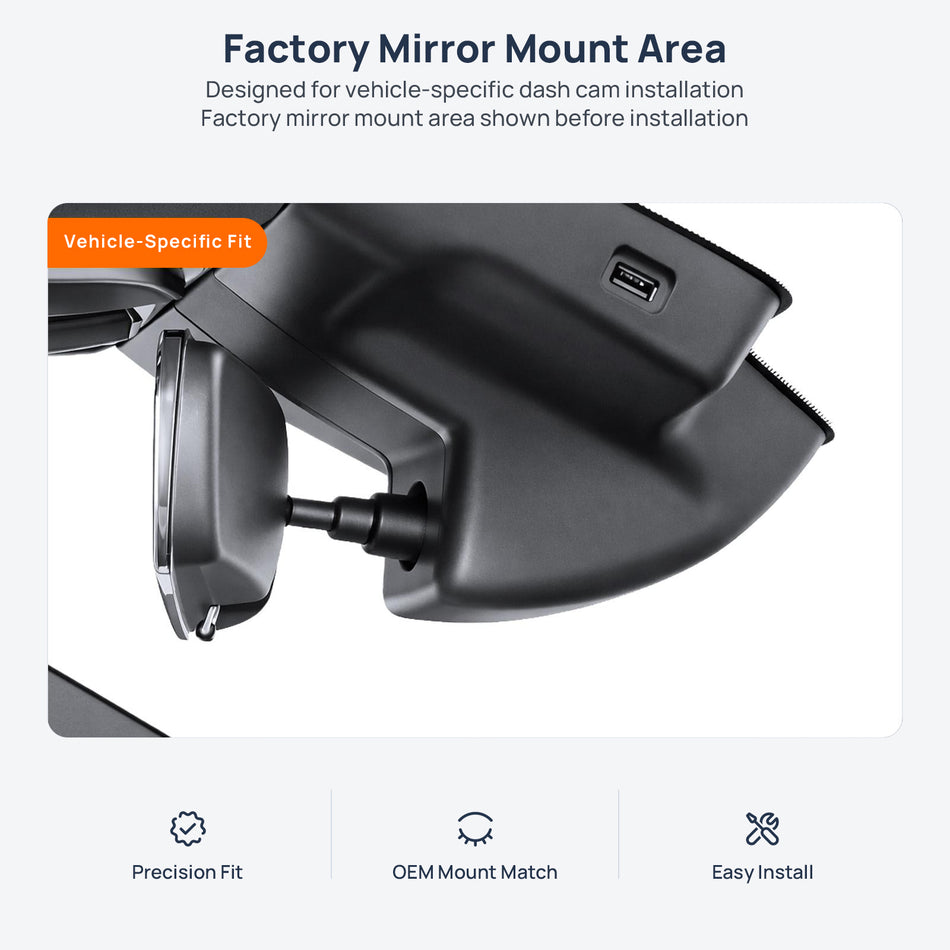 Factory mirror mount area for Hongqi H5 PHEV dash cam installation