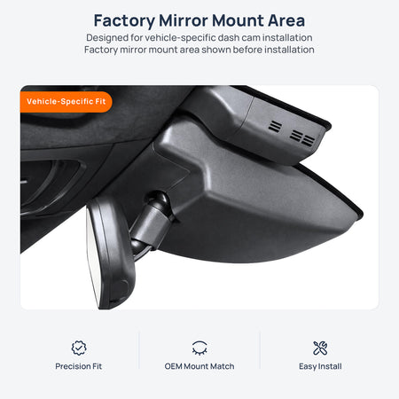 Factory mirror mount area for Lexus LS dash cam installation