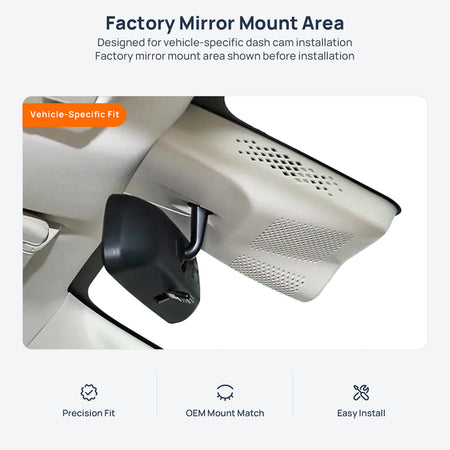 Factory mirror mount area for Dongfeng Forthing Xinghai S7 dash cam installation