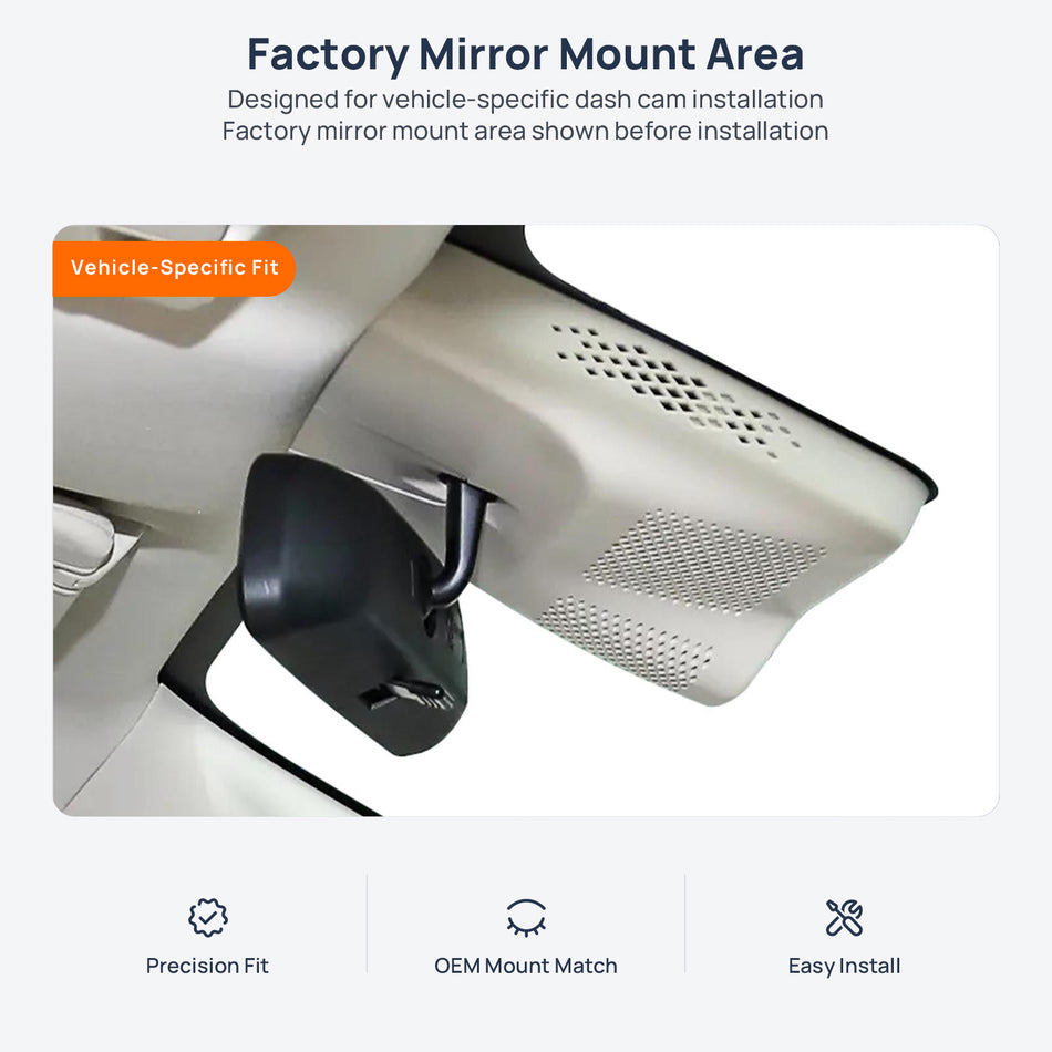 Factory mirror mount area for Dongfeng Forthing Xinghai S7 dash cam installation