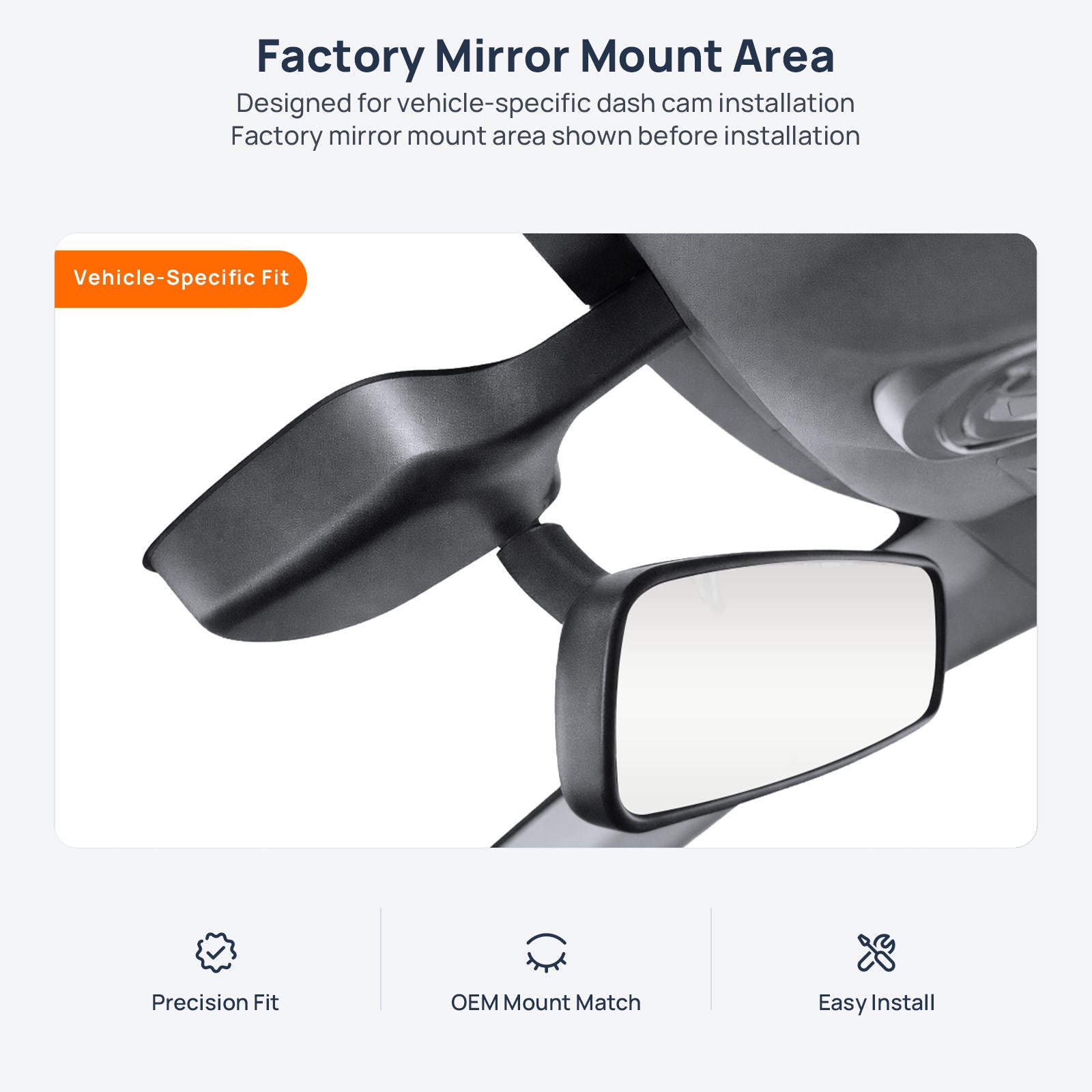 Factory mirror mount area for HAVAL H6 dash cam installation